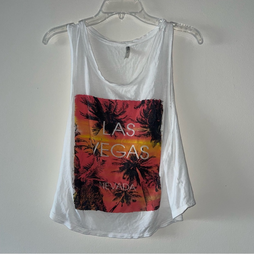 Stylish White Las Vegas Graphic Tank Top